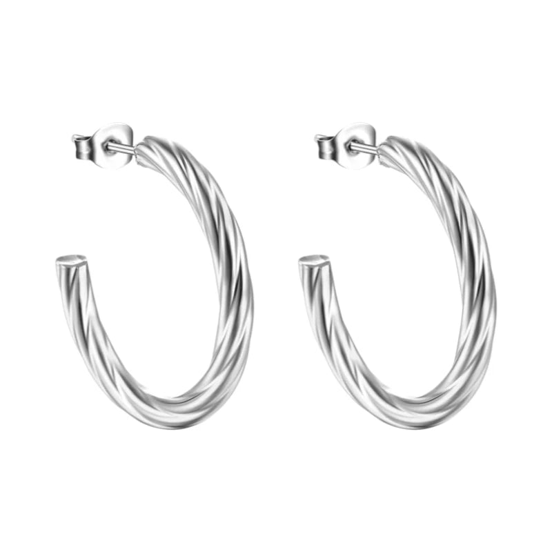 Hoepel Oorstekers 30mm - RVS - Zilver & Goudkleur - Goudkleur -