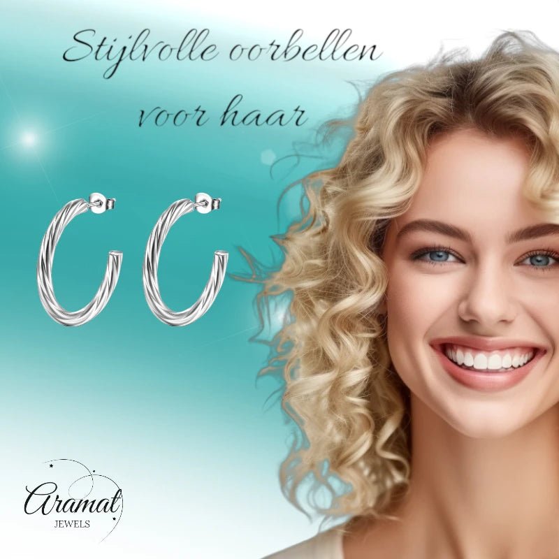 Hoepel Oorstekers 30mm - RVS - Zilver & Goudkleur - Goudkleur -