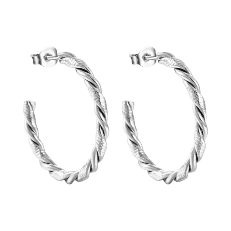 Twisted Hoepel Oorstekers 30mm - Goud- of Zilverkleurig - RVS - Goudkleur -