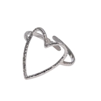 Verstelbare Ring met Groot Open Hart 19mm - Stainless Steel - Zilverkleur -