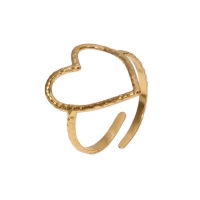Verstelbare Ring met Groot Open Hart 19mm - Stainless Steel - Zilverkleur -