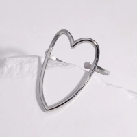 Verstelbare Ring met Groot Open Hart 26mm - Stainless Steel - Zilverkleur -