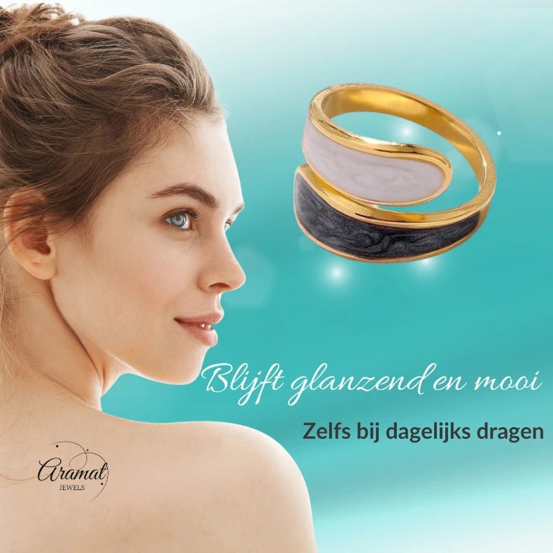 Stalen Damesring - Parelmoer - 18mm - Verstelbaar - Grijs -
