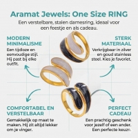 Stalen Damesring - Parelmoer - 18mm - Verstelbaar - Grijs -