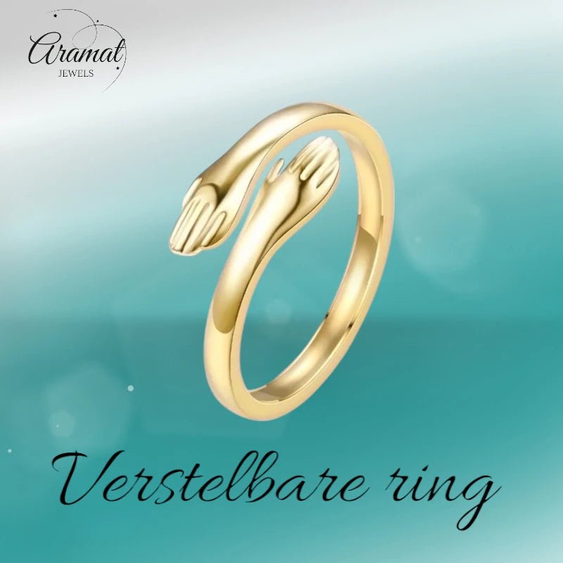 Stalen Damesring - Open Ring met Handen - 10mm - Zilverkleur -