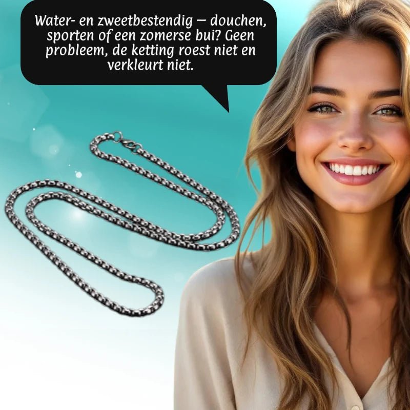 Jasseron Halsketting 3,5mm Zilverkleurig Staal - 90cm - Unisex