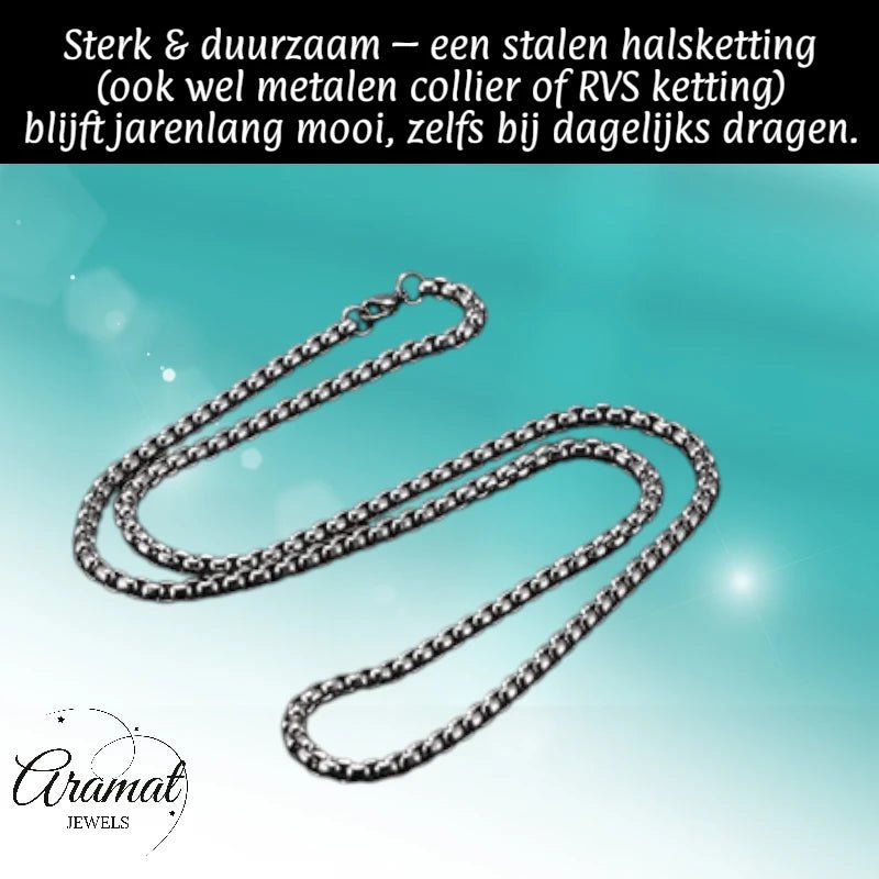 Jasseron Halsketting 3,5mm Zilverkleurig Staal - 65cm - Unisex