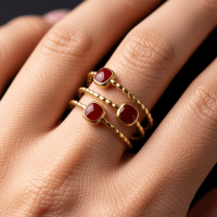 Open Ring Minimalistisch met Vierhoek en Emaille (Verstelbaar) - Zwart -