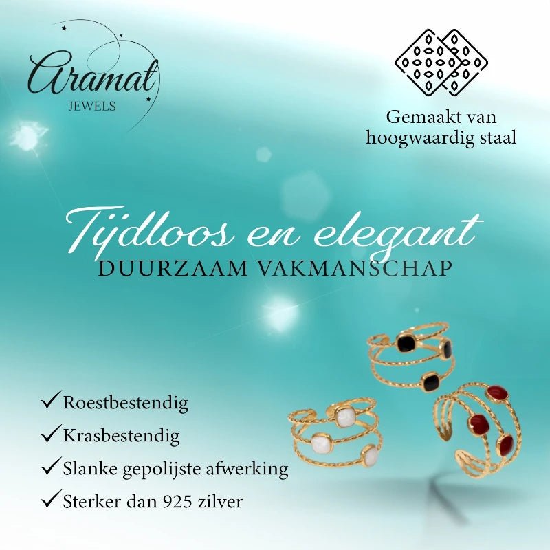 Open Ring Minimalistisch met Vierhoek en Emaille (Verstelbaar) - Rood -