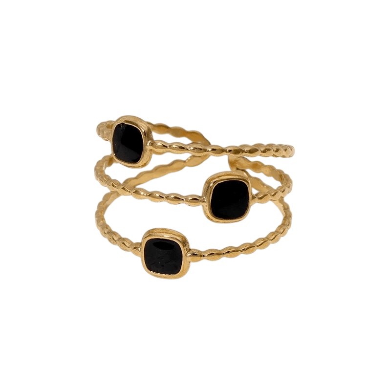 Open Ring Minimalistisch met Vierhoek en Emaille (Verstelbaar) - Rood -