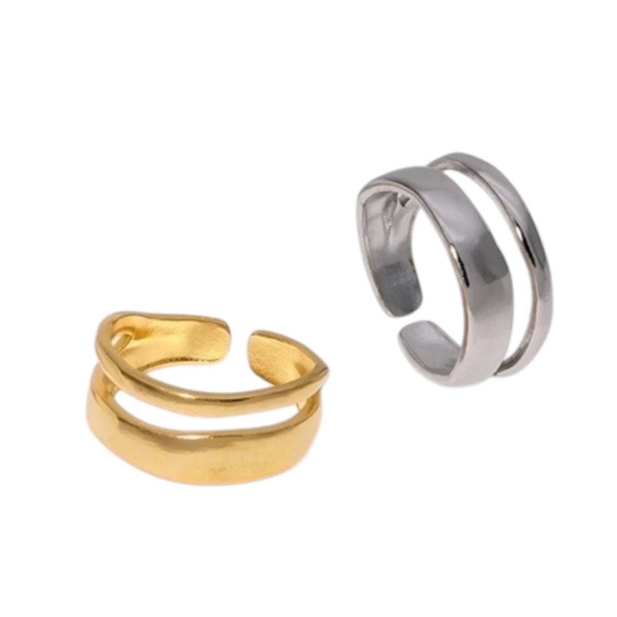 Minimalistische Open Ring Geometrisch (Verstelbaar RVS) - Goudkleur -