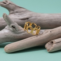 Open Ring met Ovale en Vierkante Schakels (Zilver- of Goudkleurig RVS) - Zilverkleur -