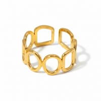 Open Ring met Ovale en Vierkante Schakels (Zilver- of Goudkleurig RVS) - Zilverkleur -