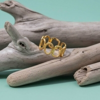 Open Ring met Ovale en Vierkante Schakels (Zilver- of Goudkleurig RVS) - Zilverkleur -