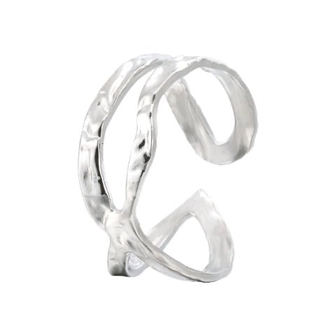 Open Ring Gehamerd Staal (RVS Verstelbaar) - Zilverkleur -