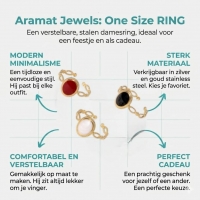 Open Ring RVS Ovaal Emaille met Dot Reli&Atilde;&laquo;f (Goudkleurig) - Wit -
