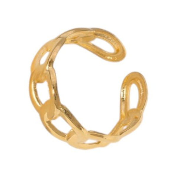 Open Ring Schakel Motief: Gladde en Fijne Schakelband (8 mm) - Goudkleur -