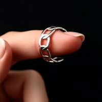 Open Ring Schakel Motief: Gladde en Fijne Schakelband (8 mm) - Goudkleur -