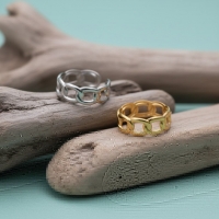 Open Ring Schakel Motief: Gladde en Fijne Schakelband (8 mm) - Goudkleur -