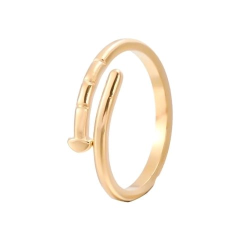 Tijdloze Open Ring met Spijker Design (RVS 4 mm) - Goudkleur -