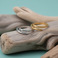 Tijdloze Open Ring met Spijker Design (RVS 4 mm) - Goudkleur -