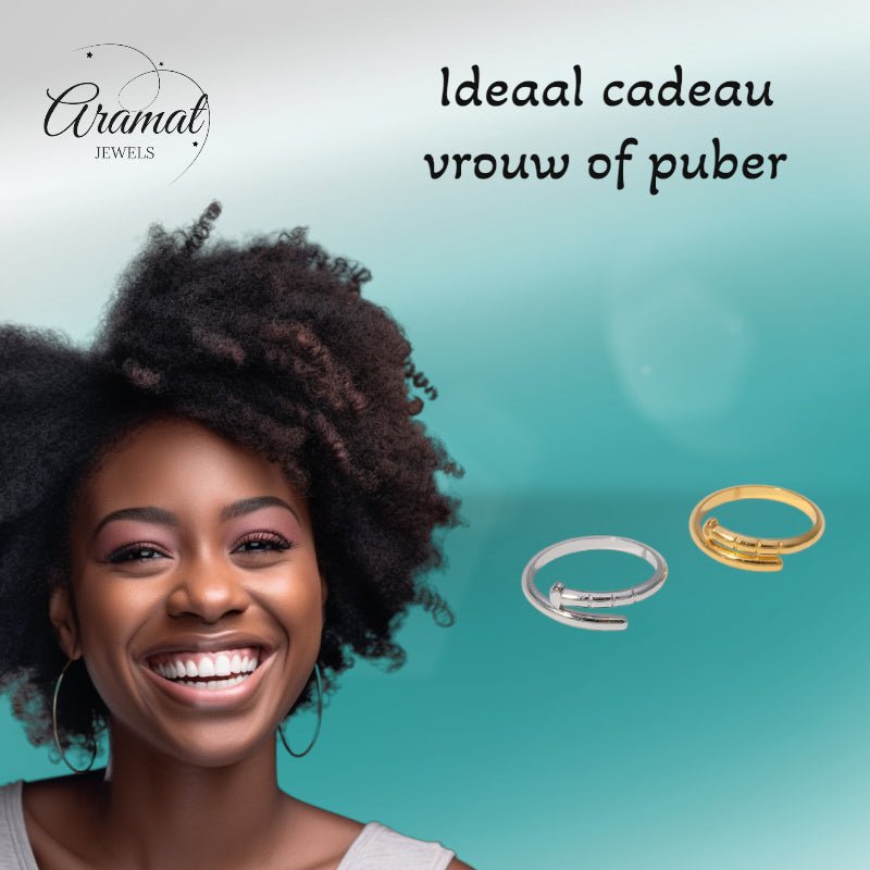 Tijdloze Open Ring met Spijker Design (RVS 4 mm) - Goudkleur -