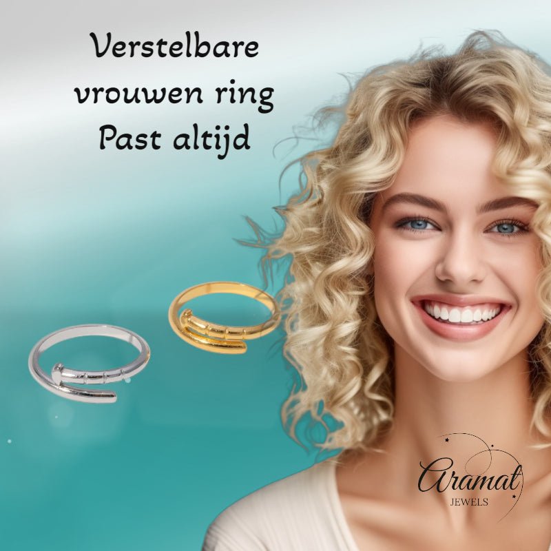 Tijdloze Open Ring met Spijker Design (RVS 4 mm) - Goudkleur -