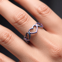 Open Ring RVS Hartjes Schakel (Multicolor, Zilver- of Goudkleur) - Multikleurig -