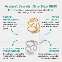 Open Ring RVS met Ovale Cirkelmotief (12 mm Breed) - Goudkleur -