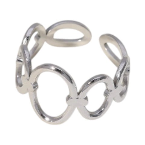 Open Ring RVS met Ovale Cirkelmotief (12 mm Breed) - Goudkleur -