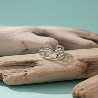 Open Ring RVS met Drie Sterren en Maan (9 mm) - Goudkleur -