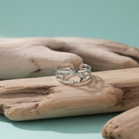 Open Ring RVS met Drie Sterren en Maan (9 mm) - Goudkleur -