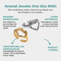 Open Ring RVS Hart met Handen Symbool (14 mm Breed) - Goudkleur -