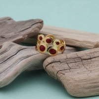 Open Ring RVS met Cirkelmotief en Emaille (12 mm) - Rood -