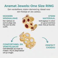 Open Ring RVS met Cirkelmotief en Emaille (12 mm) - Rood -