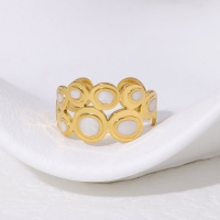 Open Ring RVS met Cirkelmotief en Emaille (12 mm) - Rood -