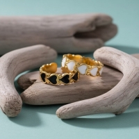 Open Ring RVS met Hartjes Motief en Emaille (6 mm) - Wit -