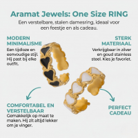Open Ring RVS met Hartjes Motief en Emaille (6 mm) - Wit -