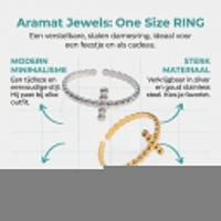 Open Ring RVS met Bolletjesmotief en Kruisje (10 mm) - Goudkleur -