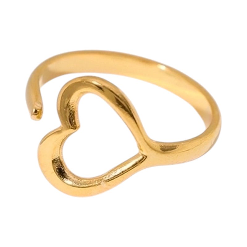 Open Ring RVS met Hartje (13 mm) - Goudkleur -
