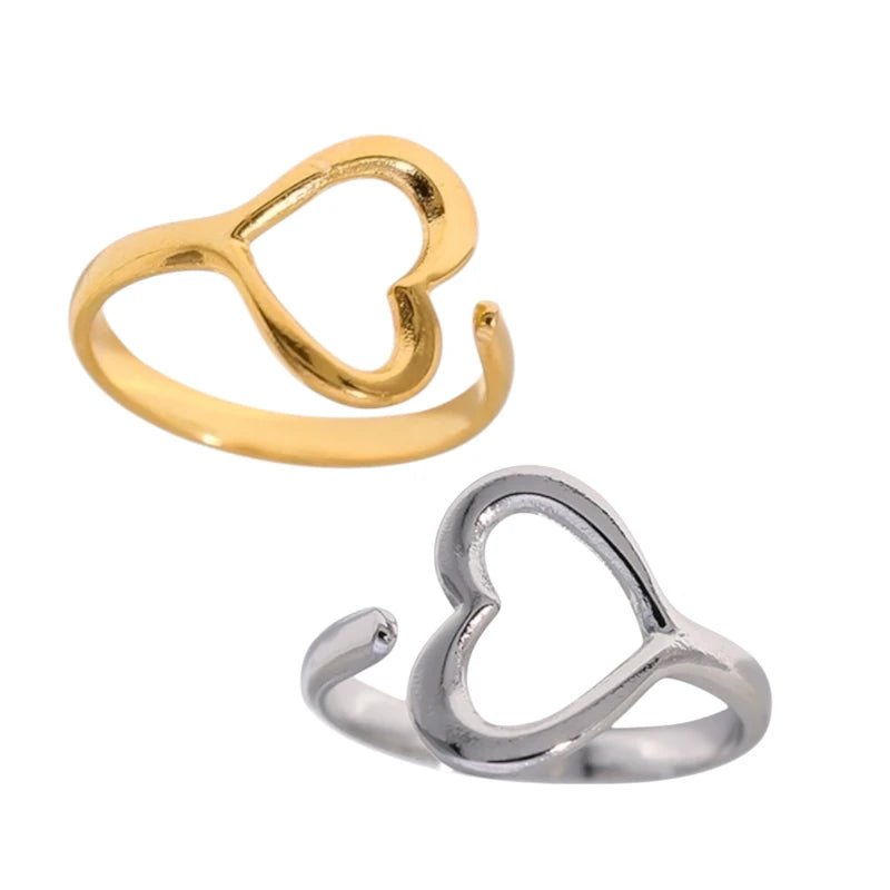 Open Ring RVS met Hartje (13 mm) - Goudkleur -