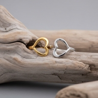 Open Ring RVS met Hartje (13 mm) - Goudkleur -