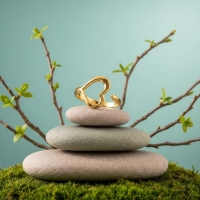 Open Ring RVS met Hartje (13 mm) - Goudkleur -