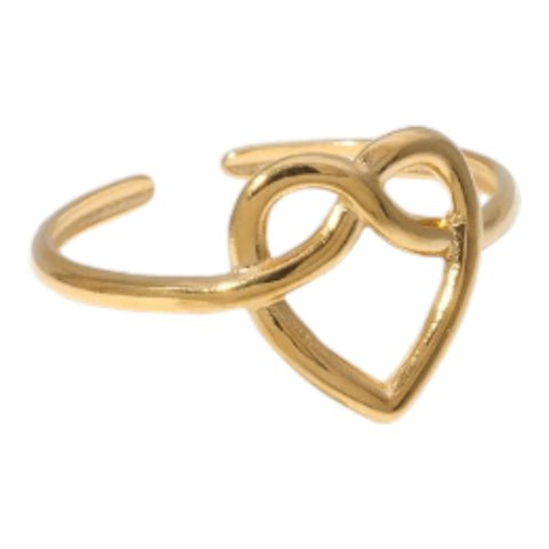 Open Ring RVS met Groot Hartje (14 mm) - Goudkleur -