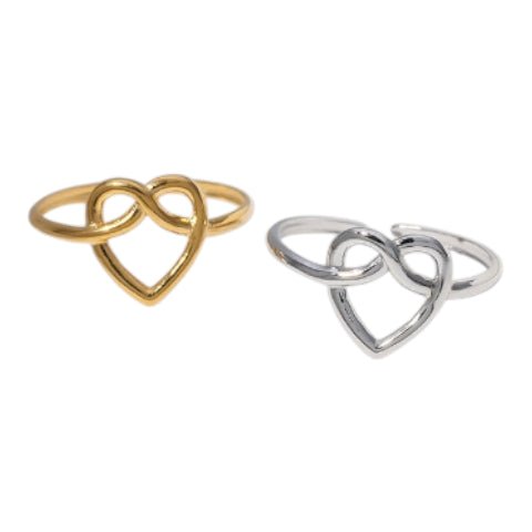 Open Ring RVS met Groot Hartje (14 mm) - Goudkleur -