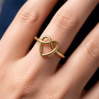 Open Ring RVS met Groot Hartje (14 mm) - Goudkleur -