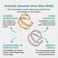 Open Ring RVS met Gevlochten Lijnen (12 mm) - Goudkleur -