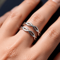 Open Ring RVS met Gevlochten Lijnen (12 mm) - Goudkleur -
