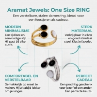 Brede One Size Ring Goudkleurig RVS met Drie Emaille Cirkels (13 mm) - Goudkleur -
