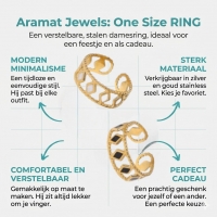 Verstelbare RVS Ring Emaille Ruitjes - Goud met Wit of Zwart - Wit -